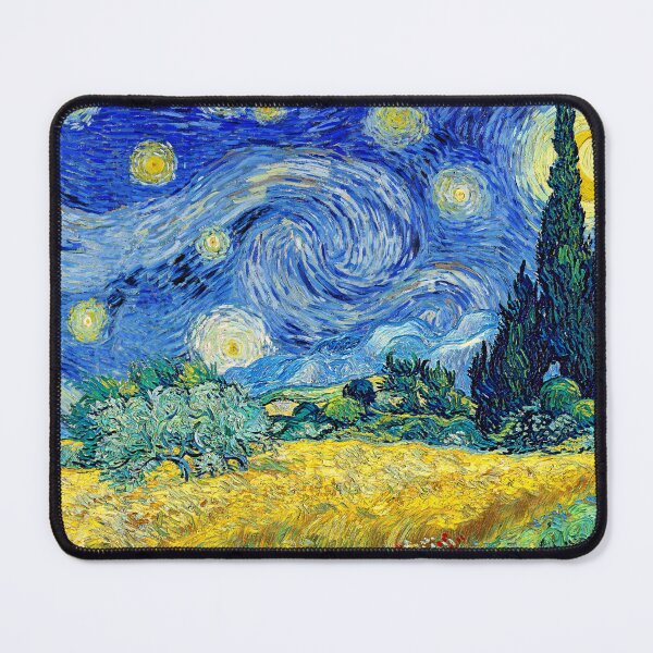 Item preview, Wheat Field with Cypresses under a Starry Night - cool colors digital recreation designed and sold by NickoPrints.