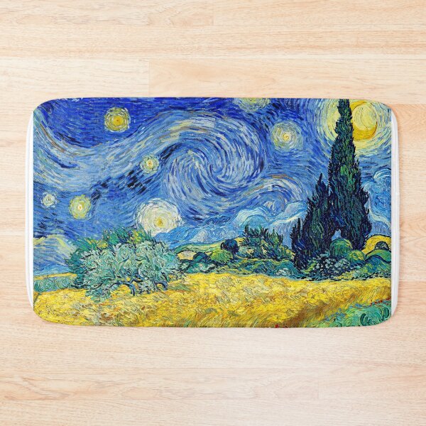 Item preview, Wheat Field with Cypresses under a Starry Night - cool colors digital recreation designed and sold by NickoPrints.