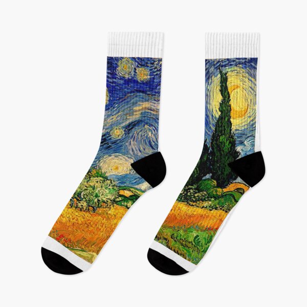 Item preview, Wheat Field with Cypresses under a Starry Night - warm colors digital recreation designed and sold by NickoPrints.