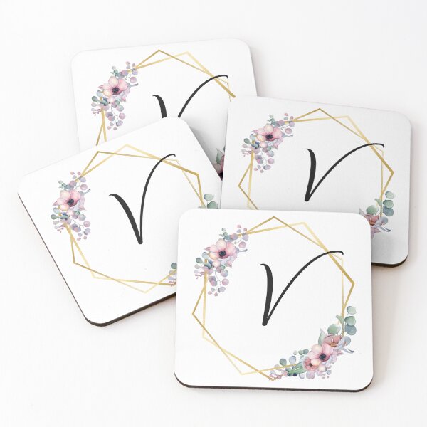 Item preview, Monogram Letter V | Lilac Flowers with Golden Edges designed and sold by JustSeasons.