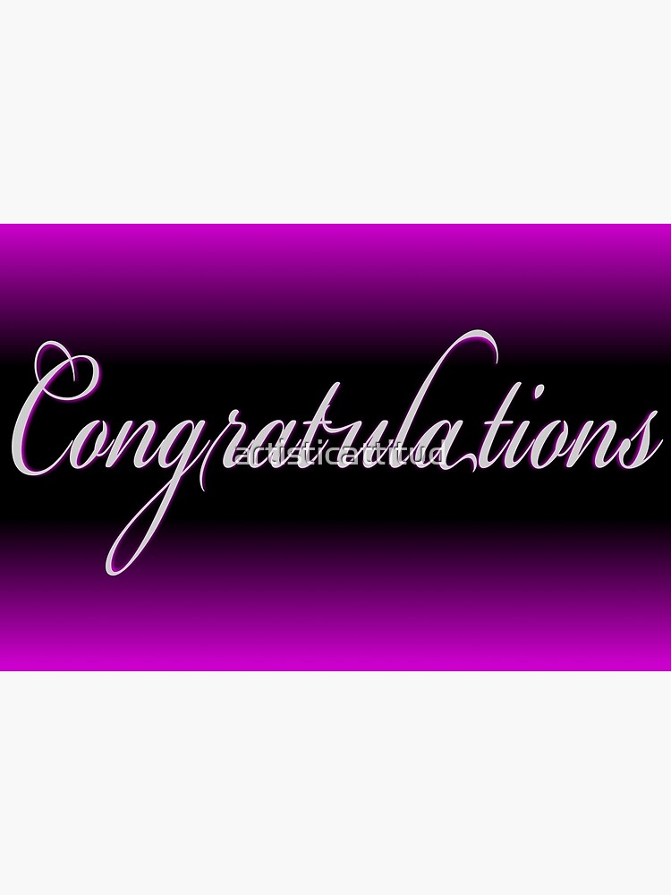 Classy Black Neon Purple Congratulations Card Canvas Print By