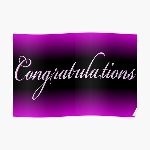 Classy Black Neon Purple Congratulations Card Poster By