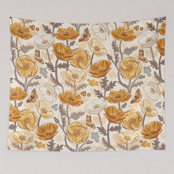 Item preview, Rustic Mustard Poppy Print designed and sold by TigaTiga.