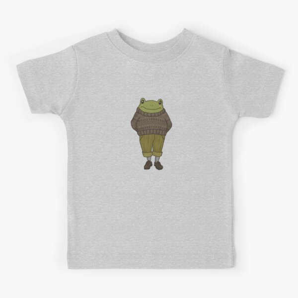 Sad Frog Sitting In Vintage Outline, Cottagecore Toad, Cute Romantic Froge  - Frog Lovers Gift - Kids T-Shirt