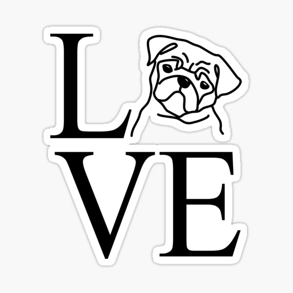 love liebe mops, pug Sticker