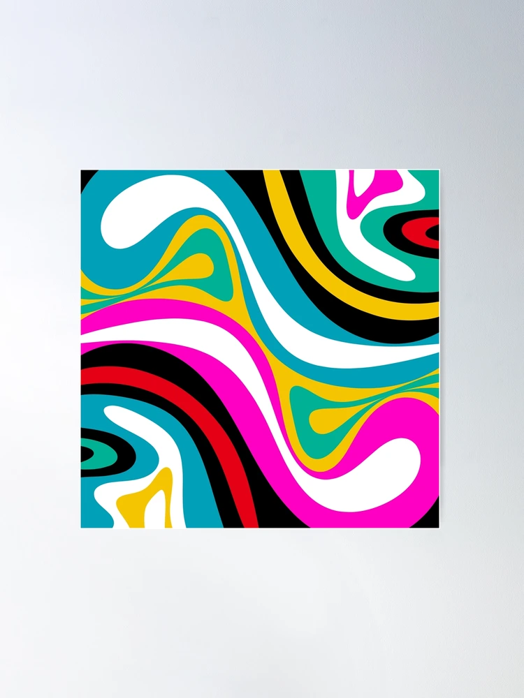 New Groove Retro Swirl Abstract Pattern 3 in Bright 80s Colors