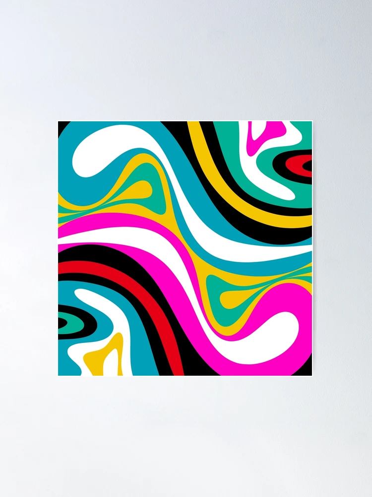 New Groove Retro Swirl Abstract Pattern 3 in Bright 80s Colors
