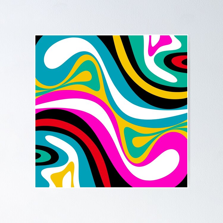 New Groove Retro Swirl Abstract Pattern 3 in Bright 80s Colors