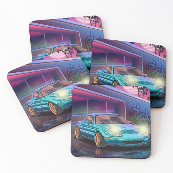Item preview, Vaporwave Neon Night Mazda MX-5 Miata 1990 designed and sold by JDM Guyvit.