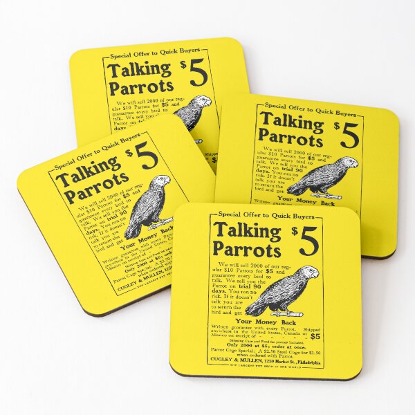 Item preview, TALKING PARROTS $5 - ADVERT designed and sold by ThrowbackAds.