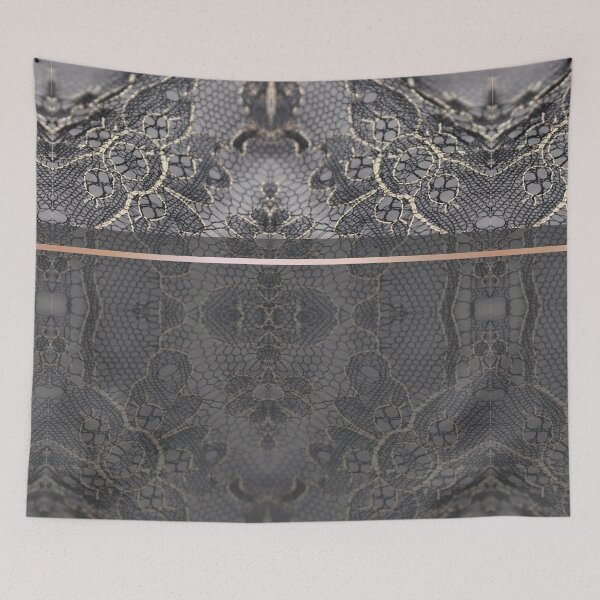 Item preview, Chic Blue Grey Rosegold Minimal Geometric Floral Lace Pattern  designed and sold by LaceySkies.