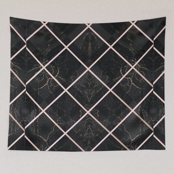 Item preview, Chic Black Gold Minimal Geometric Floral Lace Pattern  designed and sold by LaceySkies.
