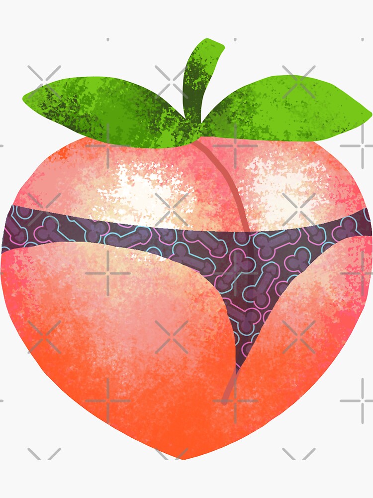 Peach Fruit In A Dick Pattern Panties Sticker for Sale by