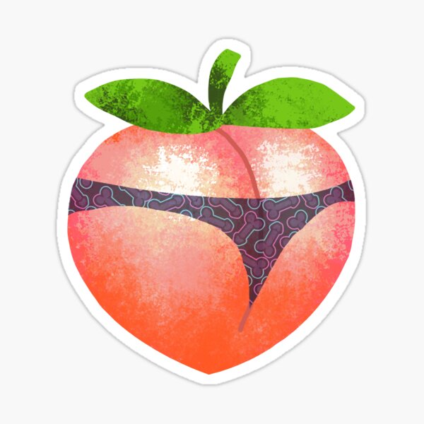 Peach Fruit In A Dick Pattern Panties Sticker for Sale by