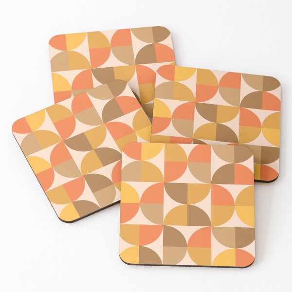 Item preview, Orange and brown mid century modern geometric half circles  pattern  designed and sold by Yasminepatterns .