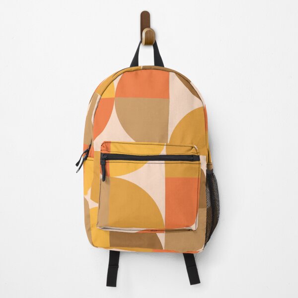 Item preview, Orange and brown mid century modern geometric half circles pattern designed and sold by Yasminepatterns .