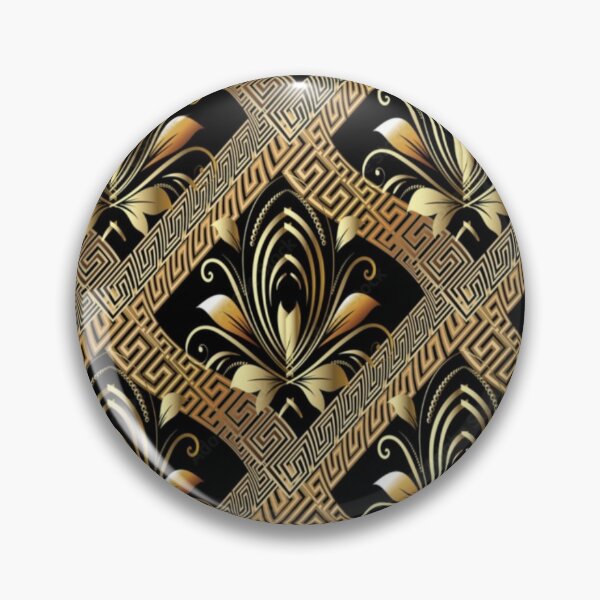 Item preview, Asian gold  and black ornament pattern designed and sold by SKMAXX.