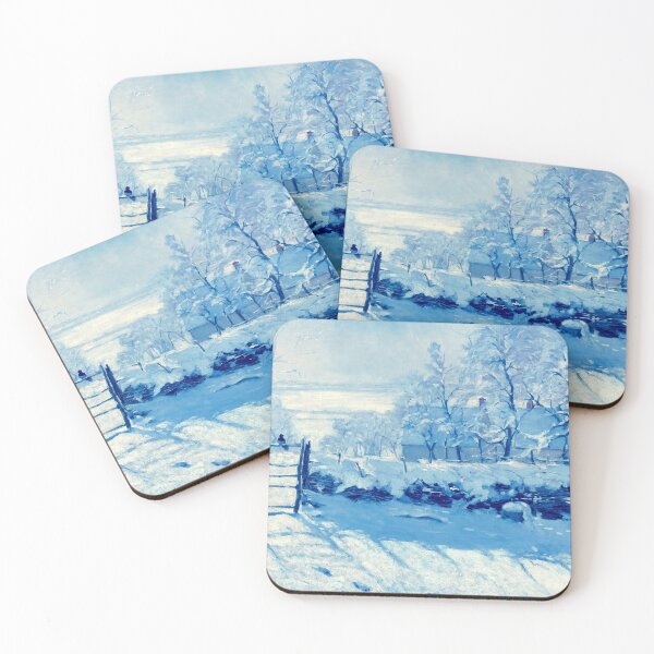 Aperçu de l'œuvre La Pie de Claude Monet - amélioration numérique avec une teinte bleue créée et vendue par NickoPrints.