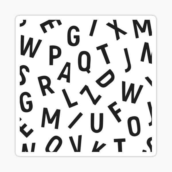 "Black letters mixed together" Sticker for Sale by Simons-Shirts