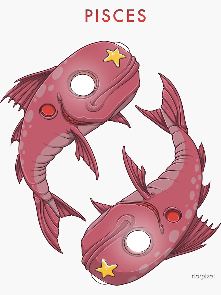 Thumbnail 3 of 3, Sticker, Pisces Zodiac Sign designed and sold by riotpixel.