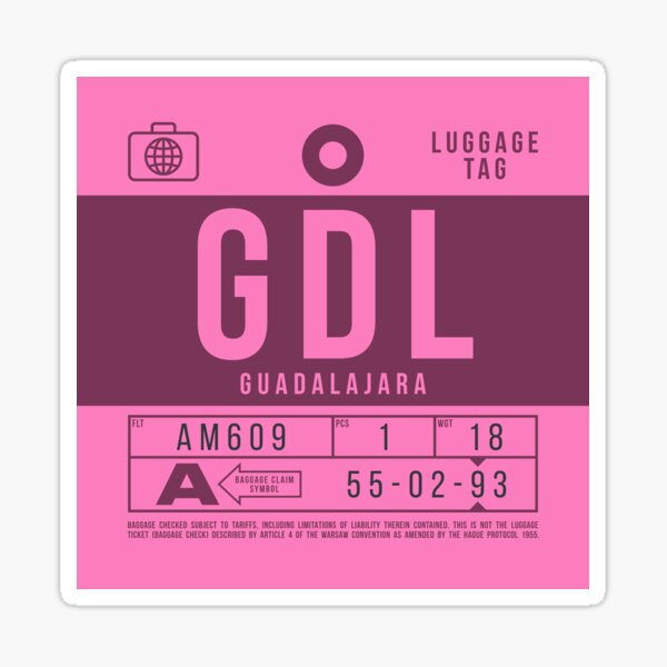 Luggage Tag B - GDL Guadalajara Mexico Sticker