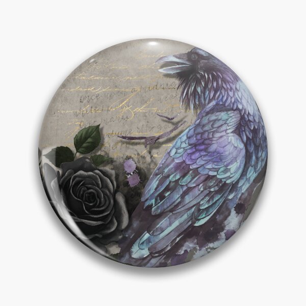 Item preview, Cuervo de acuarela gótica con rosas negras designed and sold by RavensEdge.