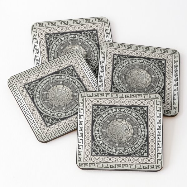 Item preview, Greek Key Meander Black Cream Ornate Medallion  designed and sold by Yiorgos Designs.