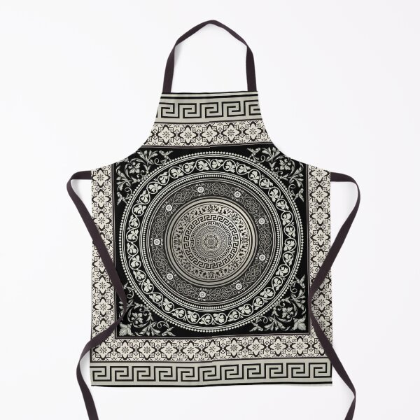 Item preview, Greek Key Meander Black Cream Ornate Medallion designed and sold by Yiorgos Designs.