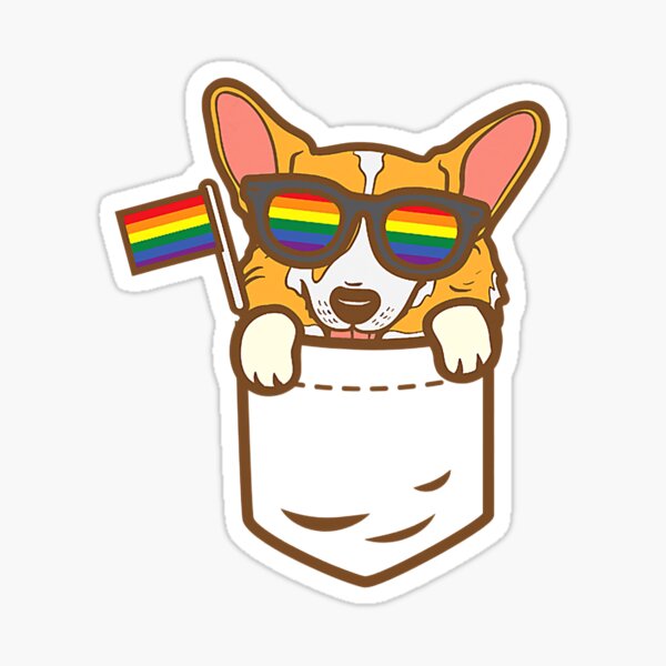 "Welsh Pocket Dog LGBTQ Rainbow Flag Gay Pride Ally" Sticker for