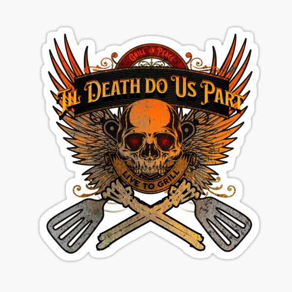 Grill in Peace - Live to Grill - Skull & Crossed Bones - Sunset Orange Sticker