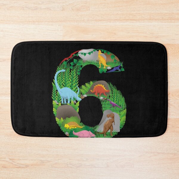 Item preview, Dinosaurs Jungle Scene sixth Birthday number six designed and sold by CreativiTee4u.