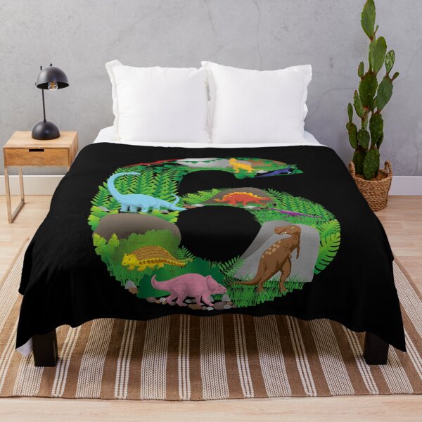 Item preview, Dinosaurs Jungle Scene sixth Birthday number six designed and sold by CreativiTee4u.