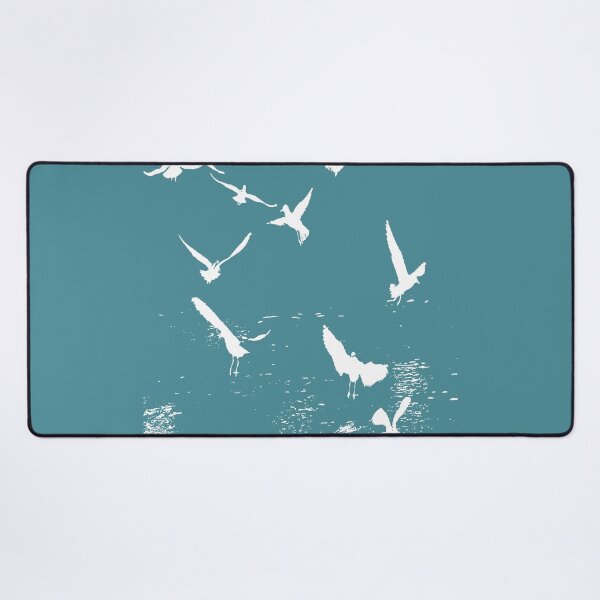 Item preview, White Silhouette Of A Flock Of Seagulls Scavenging designed and sold by taiche.