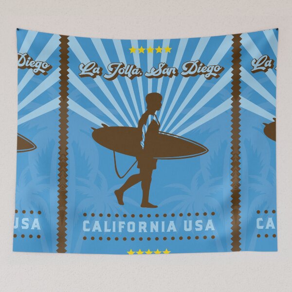 Item preview, La Jolla San Diego Retro Surfer designed and sold by LanikaiBeach.