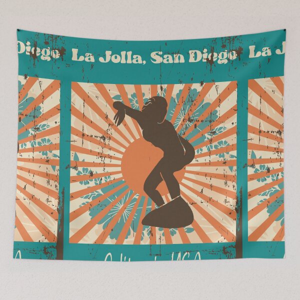 Item preview, La Jolla San Diego Retro Surfer Girl designed and sold by LanikaiBeach.