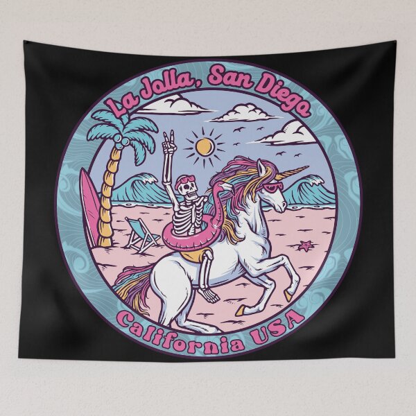 Item preview, La Jolla San Diego Skeleton Unicorn designed and sold by LanikaiBeach.