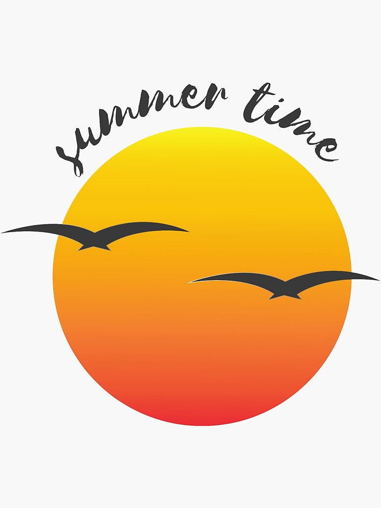 "Summer time cute sun and bird stickers" Sticker for Sale by