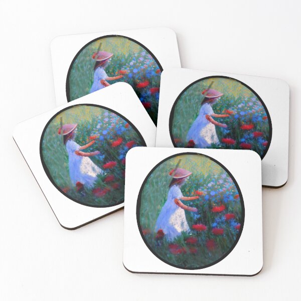 Item preview, classic impressionist art of girl picking flowers designed and sold by mrtom414.