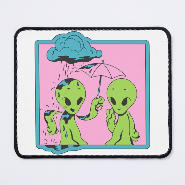 Item preview, Friendship badge : A green alien protects his friend from the rain designed and sold by Scopestor.