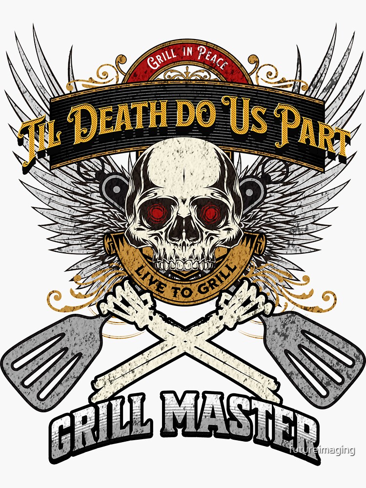 Thumbnail 3 of 3, Sticker, Grill in Peace - Live to Grill - Silver Wings - Grill Master designed and sold by futureimaging.