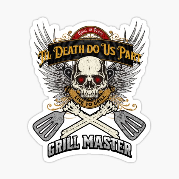 Grill in Peace - Live to Grill - Silver Wings - Grill Master Sticker