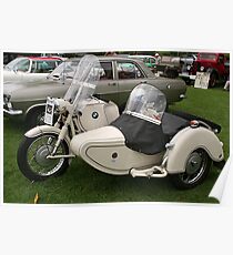 Old motorcycle and sidecar Poster