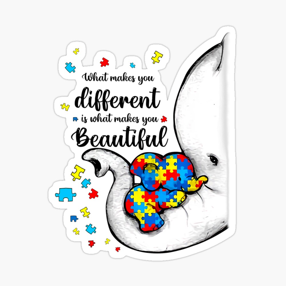 Interchangeable or Permanent Glitter Autism Awareness Elephant