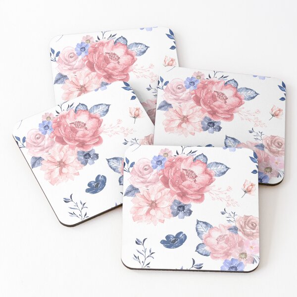 Aperçu de l'œuvre imprimé fleuri bleu et blush créée et vendue par hsiangyc.