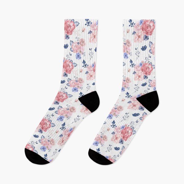 Item preview, blue and blush floral print designed and sold by hsiangyc.