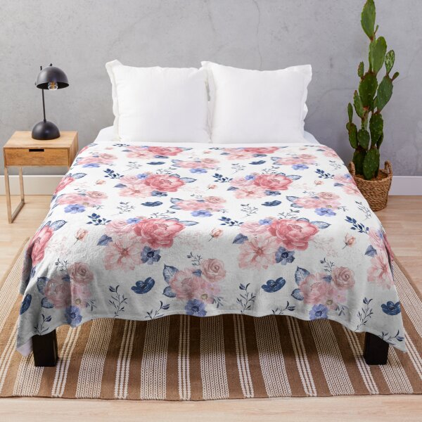 Item preview, blue and blush floral print designed and sold by hsiangyc.