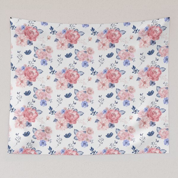 Item preview, blue and blush floral print designed and sold by hsiangyc.