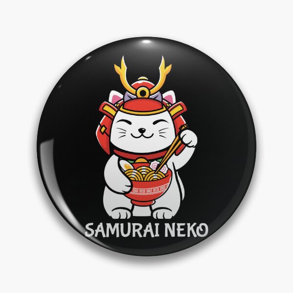 Item preview, Adorable Cat Japanese Samurai Neko Eating Ramen designed and sold by ThisIsMugLife.