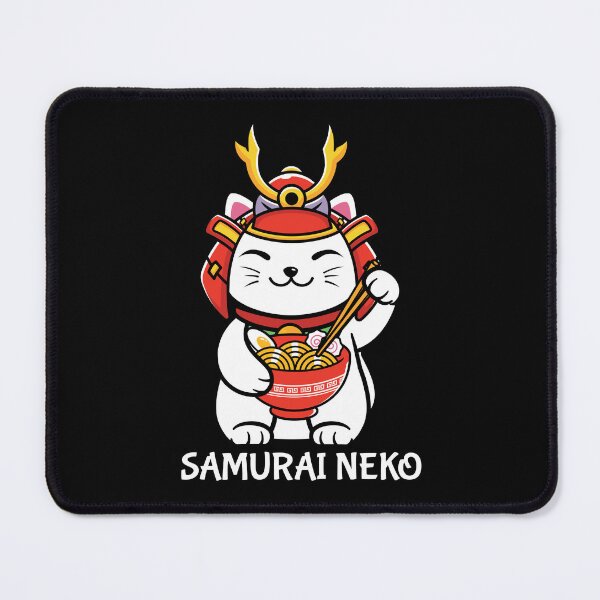 Item preview, Adorable Cat Japanese Samurai Neko Eating Ramen designed and sold by ThisIsMugLife.