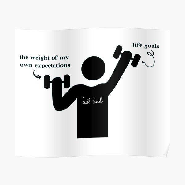 "Gym Stickman Weightlifting Expectations And Life Goals" Poster for
